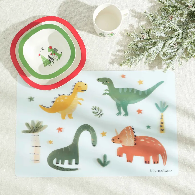 Napkin for appliances, 28x43 cm, 3D, plastic, rectangular, blue, Dinosaurs, Dino, image-1