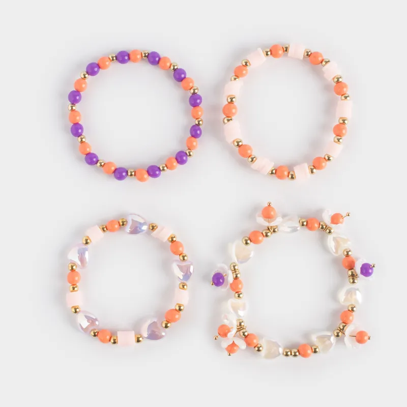 Bracelets set, 6 cm, 4 pcs, children's, pink, Beads, Jewelry kids