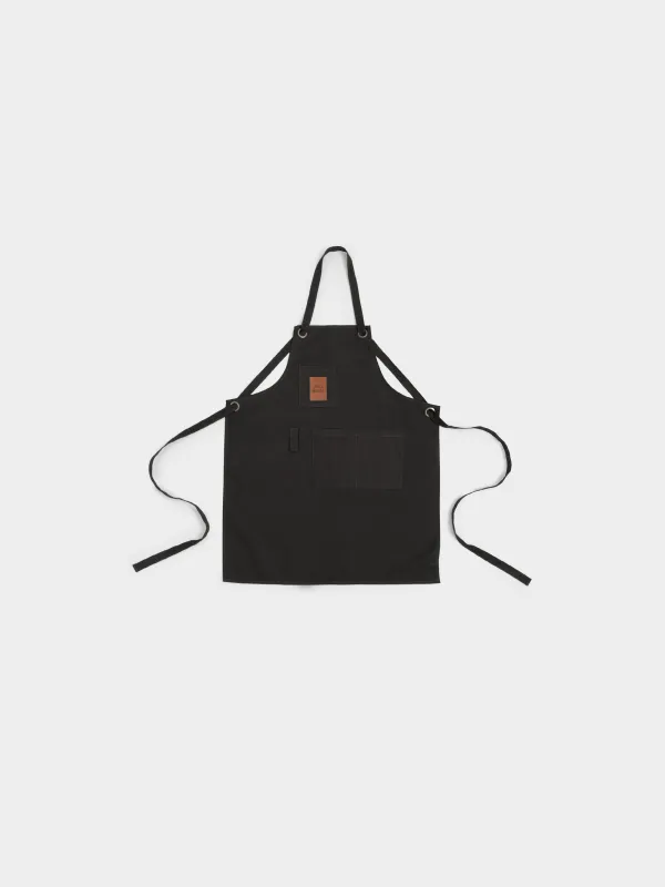 Apron, 70x80 cm, with pockets, cotton / PU leather, brown, Apron, image-0