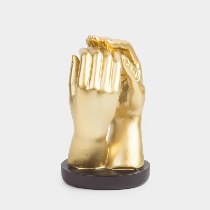 Statuette, 22 cm, polyresin, golden, Hands, Hand, image-2