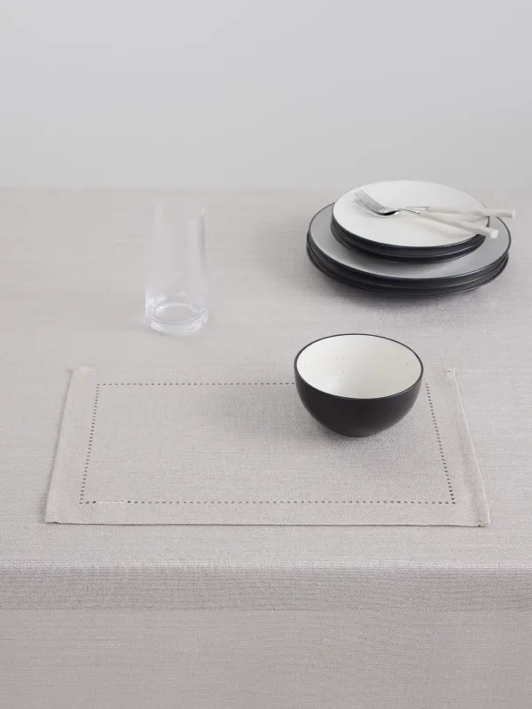 Placemat, 30x45 cm, polyester, rectangular, beige, Hemstitch, image-1