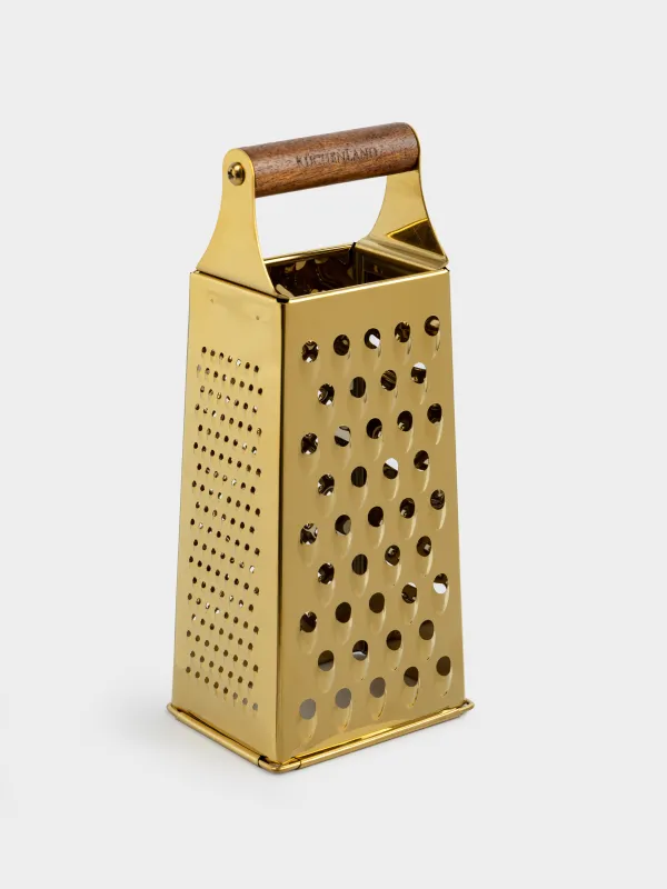 Grater, 24 cm, four-sided, steel / wood, golden, Classic gold, image-2