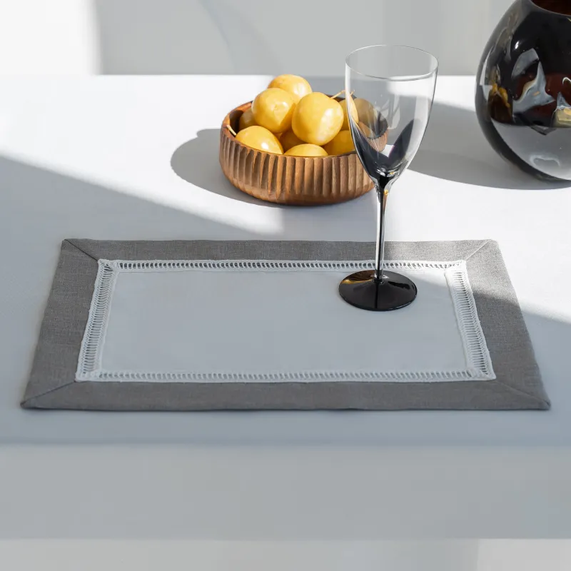 Placemat, 30x45 cm, 2 pcs, polyester, rectangular, white-gray, milkyy way