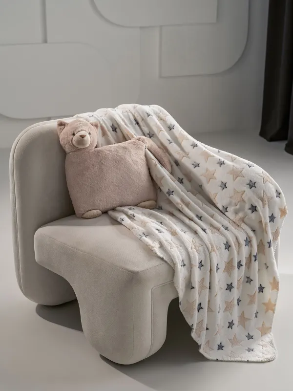 Blanket with pillow, 130x150 cm, fleece / plush, beige, Cat, Plush animals, image-6