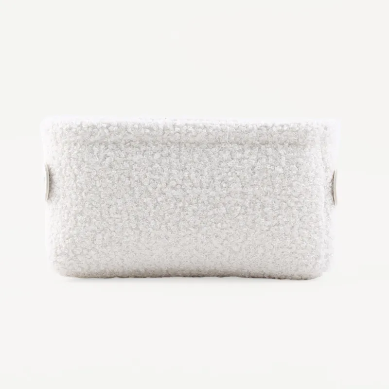 Storage basket, 20x15x10 cm, with handles, boucle, rectangular, milk, Boucle, image-2