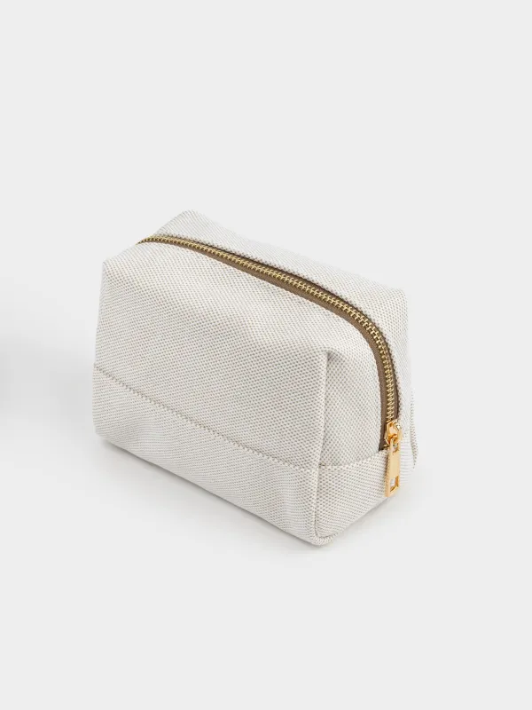 Cosmetic bag, 16x10 cm, polyester, beige, Canvas, image-3
