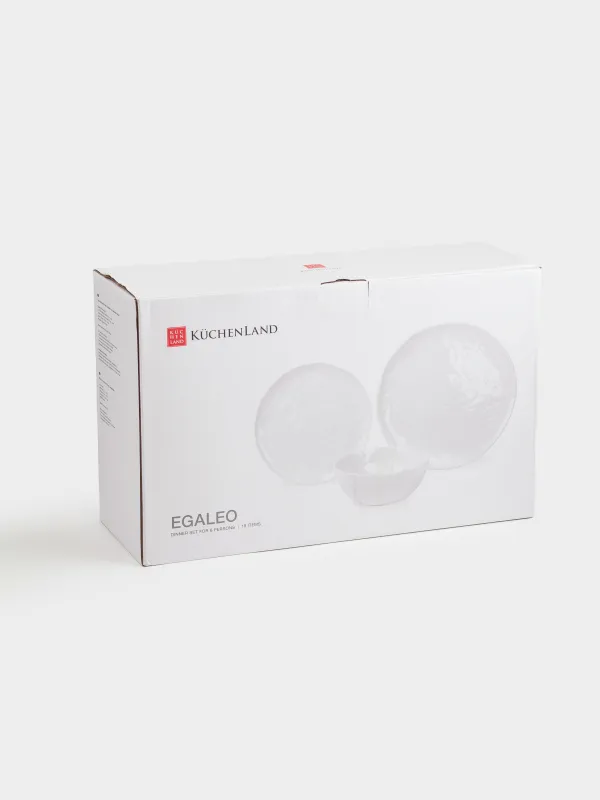 Dining set, 6 persons, 18 items, ceramic, white, Crumpled effect, Egaleo, image-6