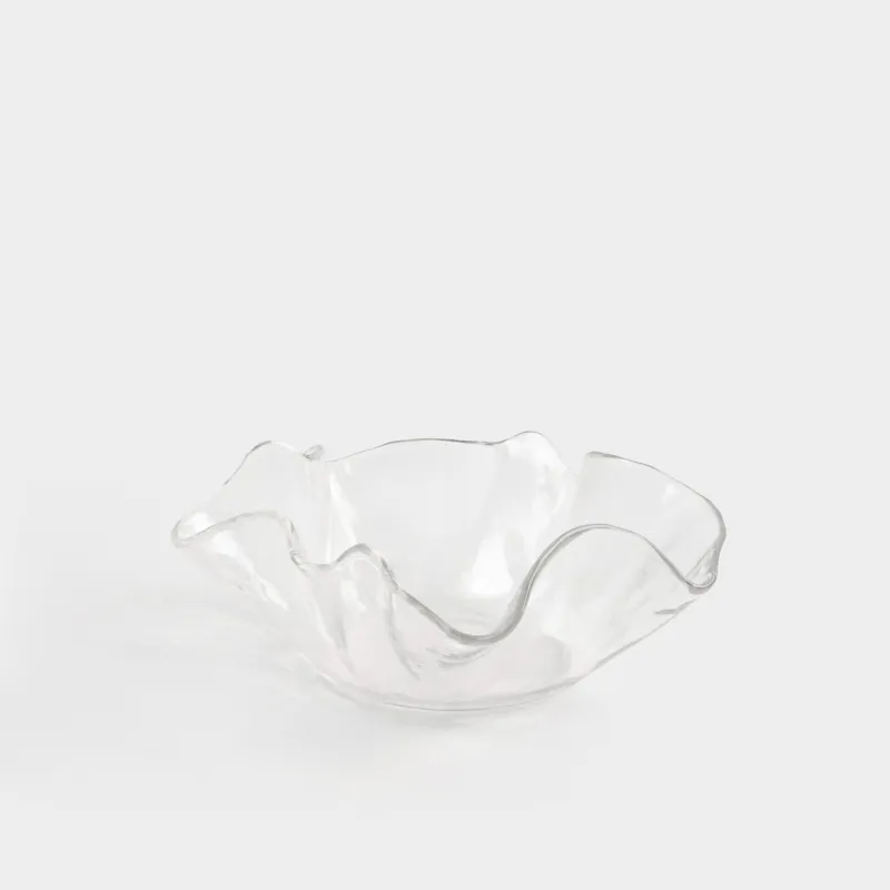 Salad bowl, 20x9 cm, 650 ml, glass, Wavy edges, Clear wave