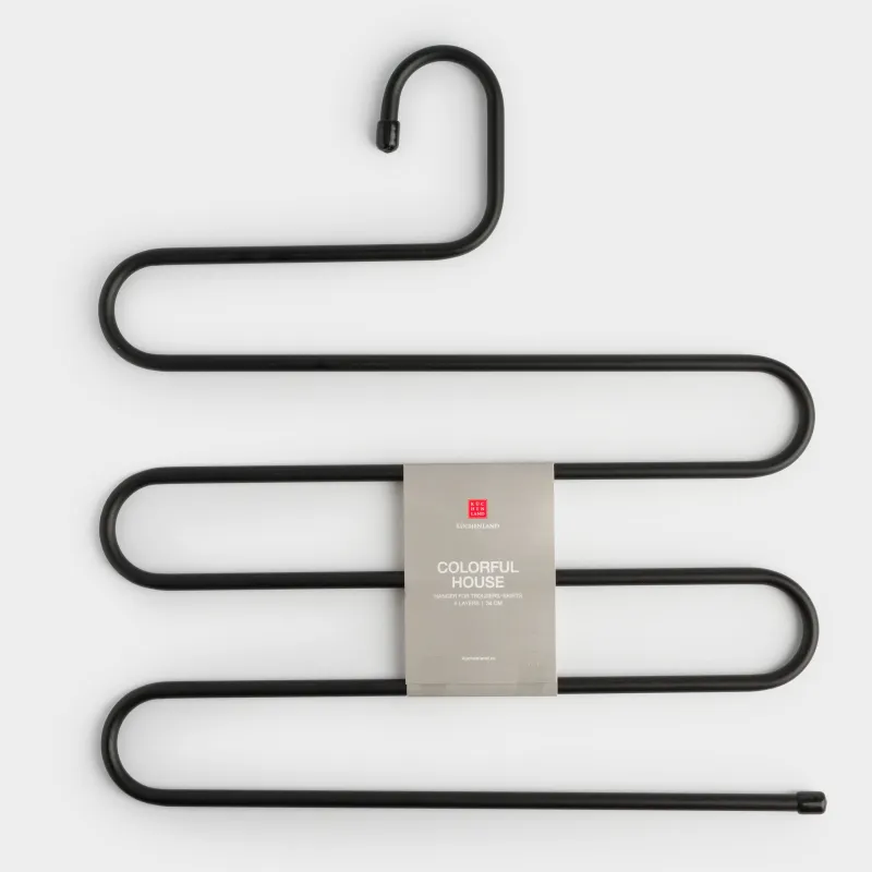 Pant/skirt hanger, 36 cm, 5 levels, Metal coated, Black, Colorful house, image-4