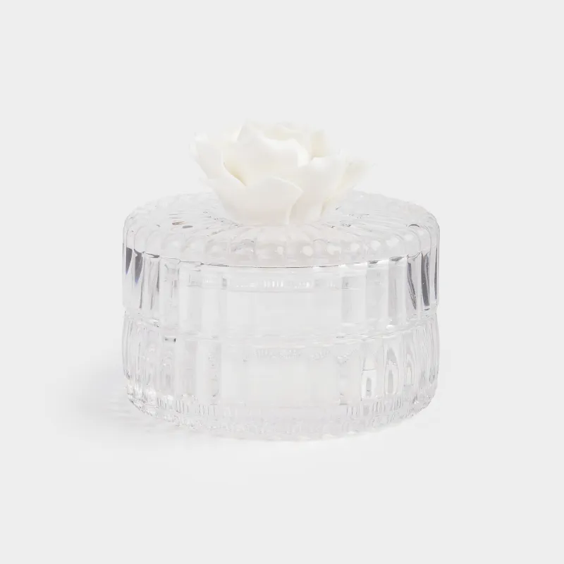 Storage container, 8x9 cm 150 ml, glass / porcelain P, Flower, Rose