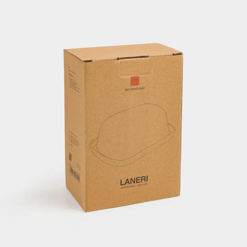 Butter dish, 18 cm, ceramic, rectangular, beige, Laneri, image-4