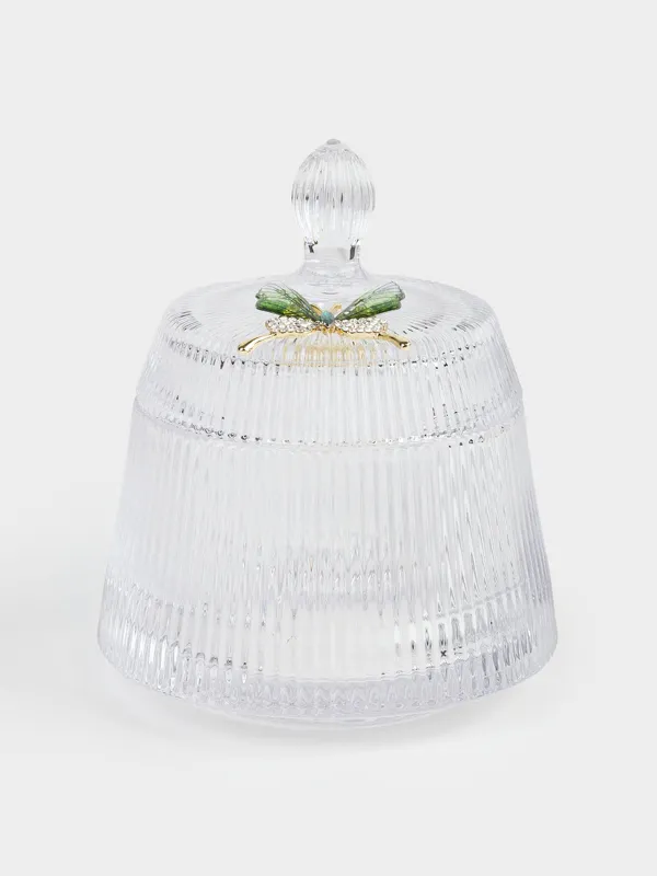 Storage container, 11x13 cm, 250 ml, glass R / rhinestones, Butterfly, Butterfly