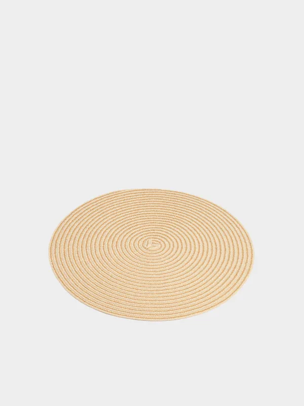 Placemat, 38 cm, cellulose, round, beige, Straw, image-1