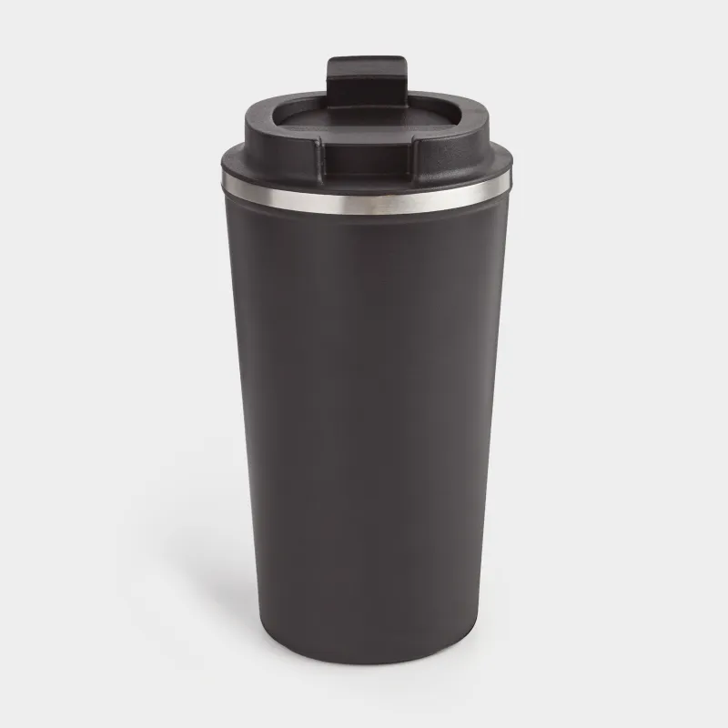 Thermo mug, 450 ml, steel / plastic, black, Eagle, Coffee time, image-2