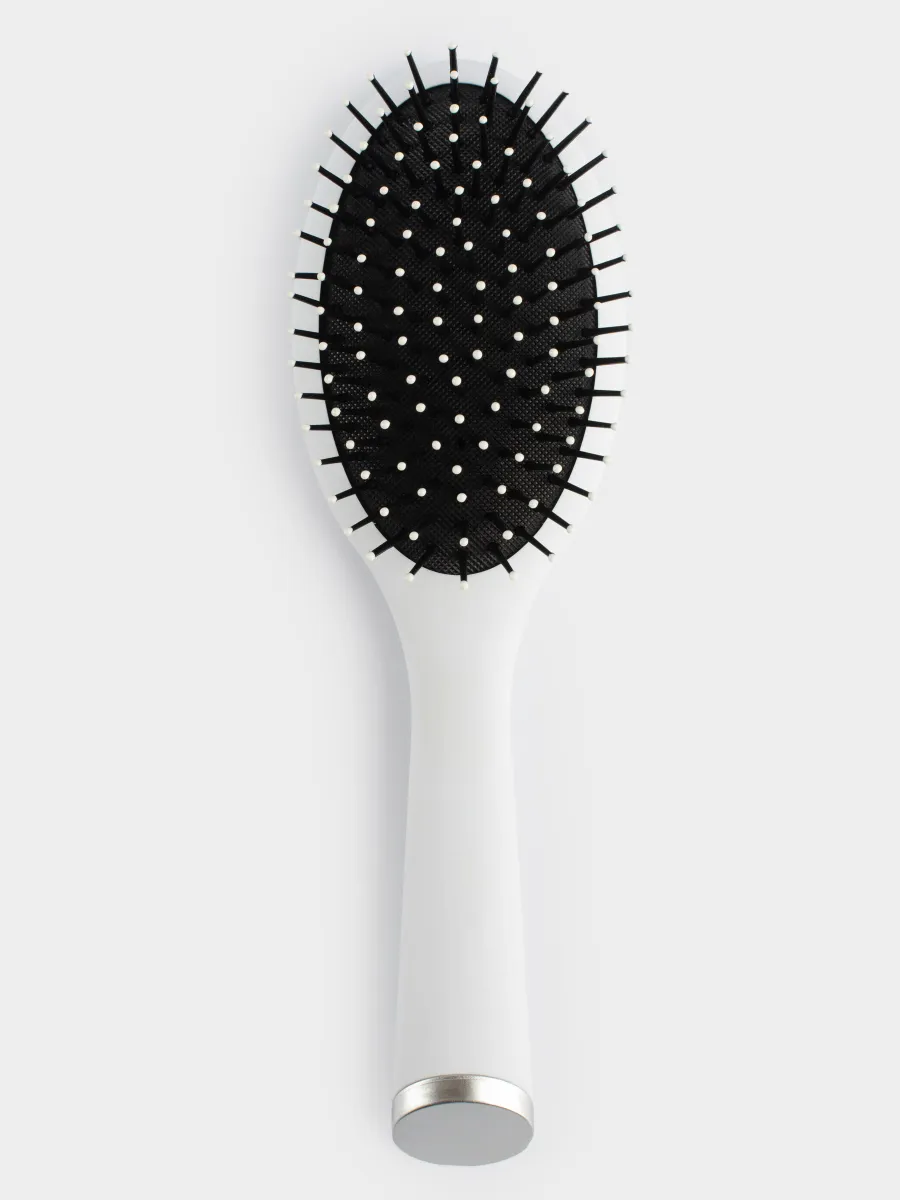 Hair massage comb, 23 cm, plastic, white, B&W, image-0