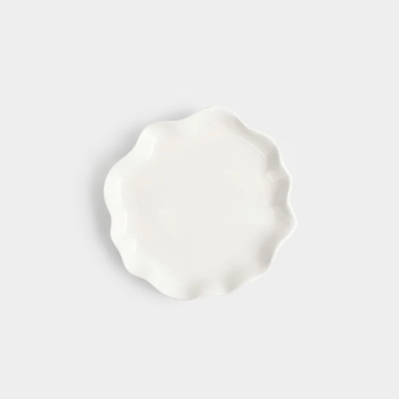 Snack plate, 20 cm, ceramic, milky, Wavy edge, Crumple