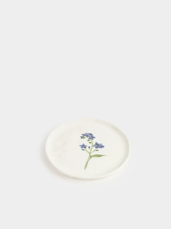 Snack plate, 19 cm, ceramic, white, Myosotis, Crumple print, image-2