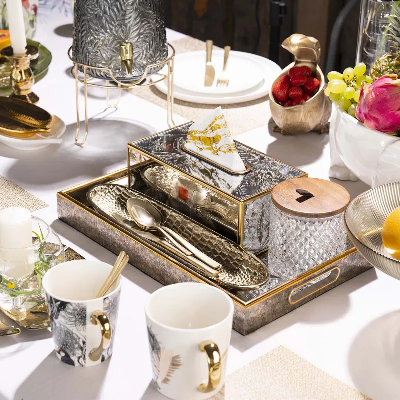 Paper napkin box, 25x13 cm, plastic / glass, Mirror, Bird, Bluebird, image-2