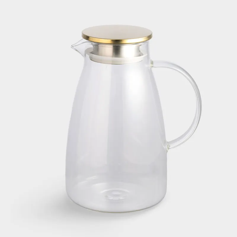 Jug, 2 l, with filter lid, glass B / steel, golden, Classic gold