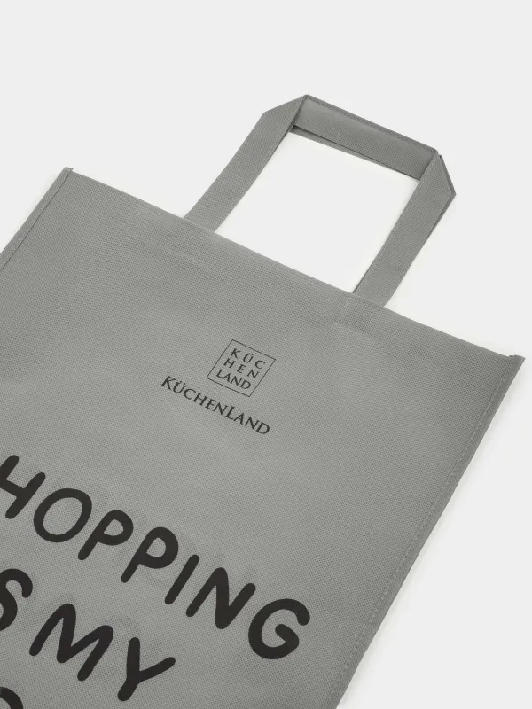 Shopping bag, 55x45 cm, polypropylene, grey, Design, Shopping font, image-1