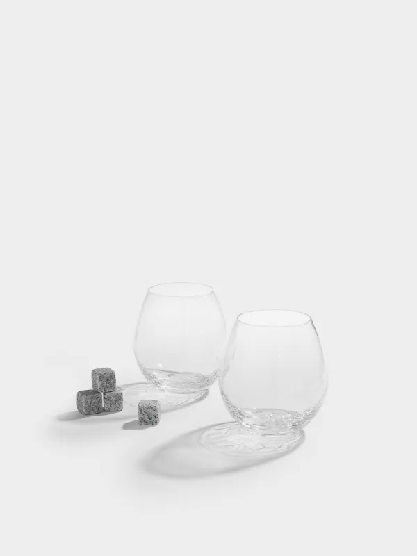 Drink set, 2 persons, 6 items, glasses / cubes, glass / steatite, Craquelure, Ice, image-0