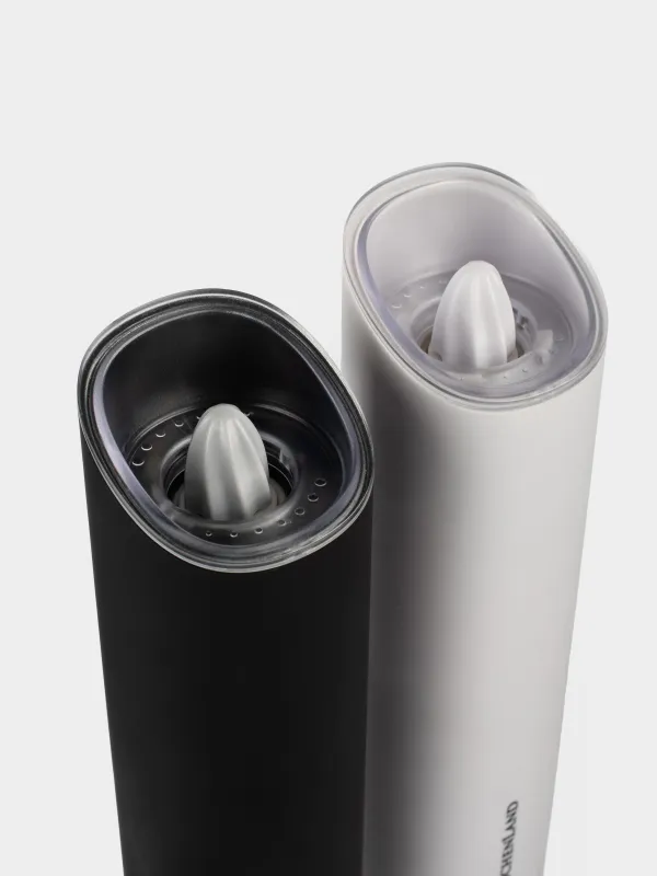 Spice mill, 20 cm, 2 pcs, Gravity, Plastic, LED W, White / Black, B&W, image-3