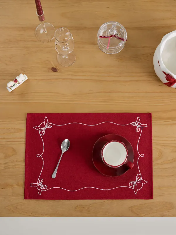 Placemat, 30x45 cm, polyester, rectangular, burgundy, Bows, Bow bordo, image-3