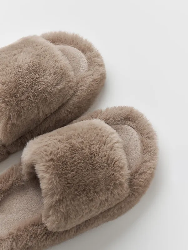 Women's slippers, home, size 36-37, artificial fur, brown, Bushy, image-3