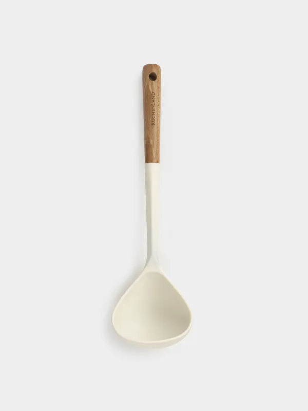 Ladle, 32 cm, silicone/wood, milky, Legerity, image-0