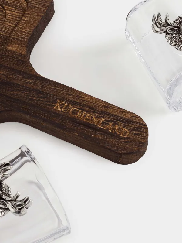 Drinking glass, 50 ml, 4 pcs, on a stand, glass / metal / wood, Moose, Lux elements decor, image-4