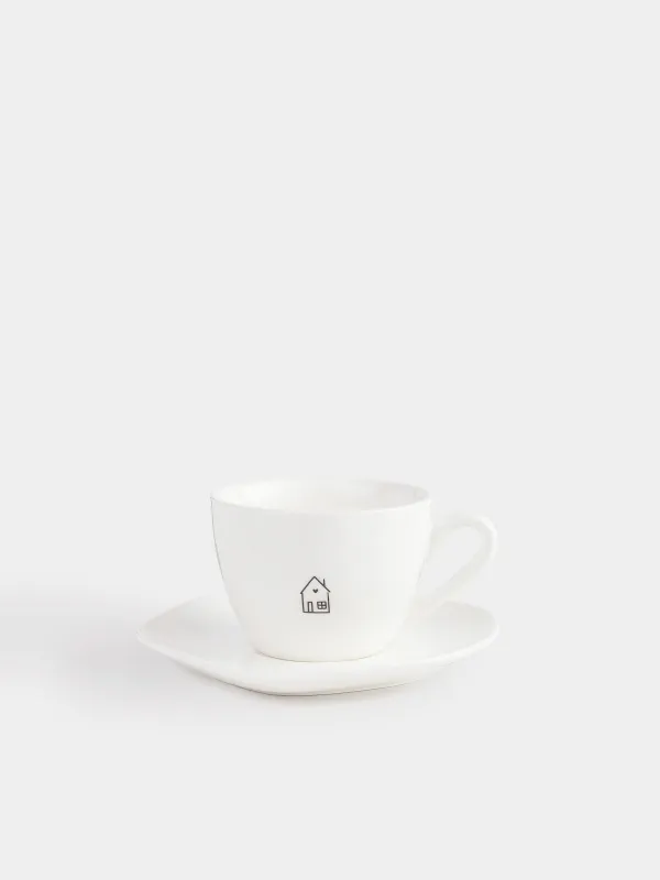 Tea pair, 1 person, 2 items, 200 ml, porcelain P, belaya, Dom, Amour, image-0