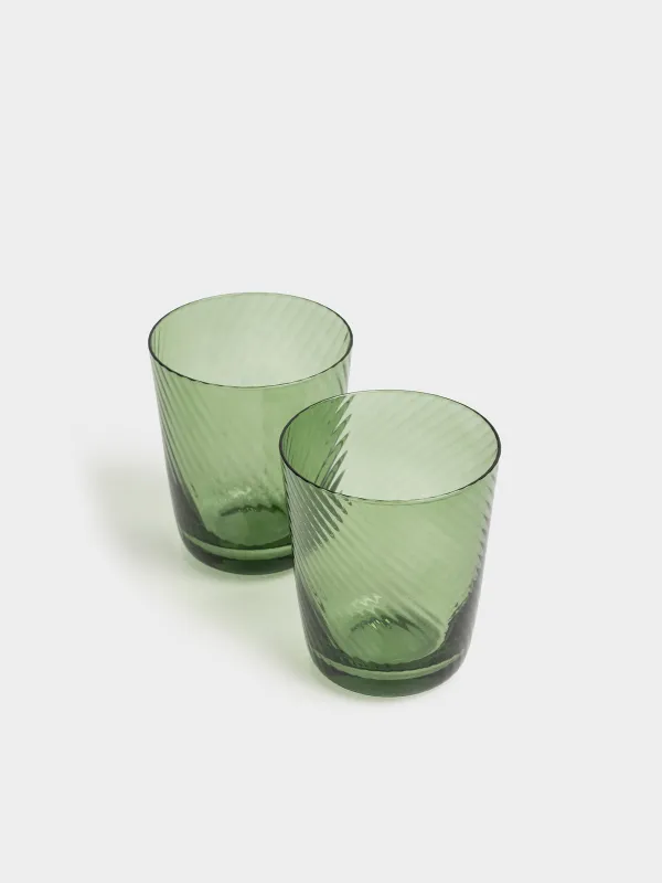 Glass, 11 cm, 420 ml, 2 pcs, glass, green, Molinella, image-1