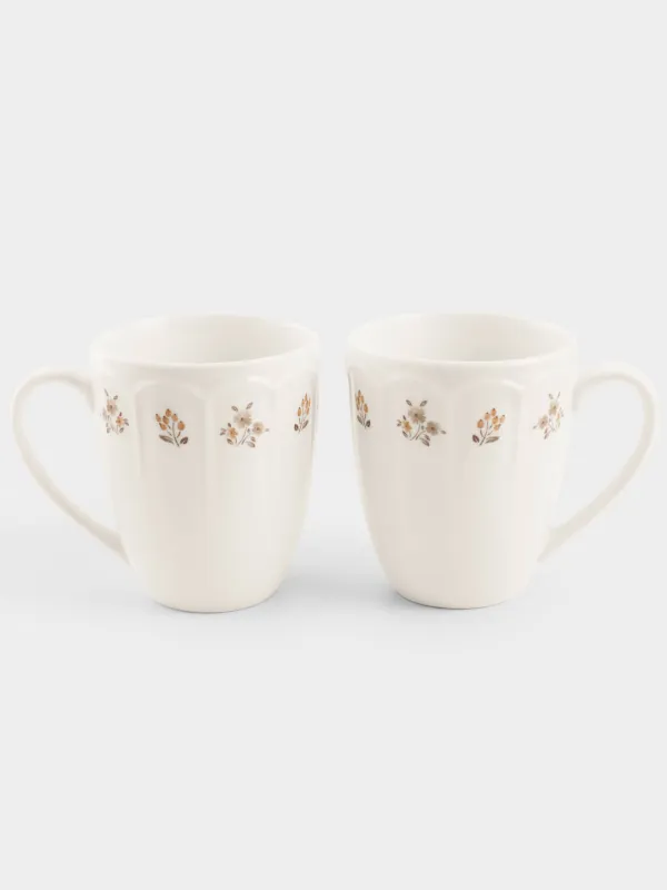 Mug, 380 ml, 2 pcs, porcelain N, white, Vintage flowers, La flore, image-1