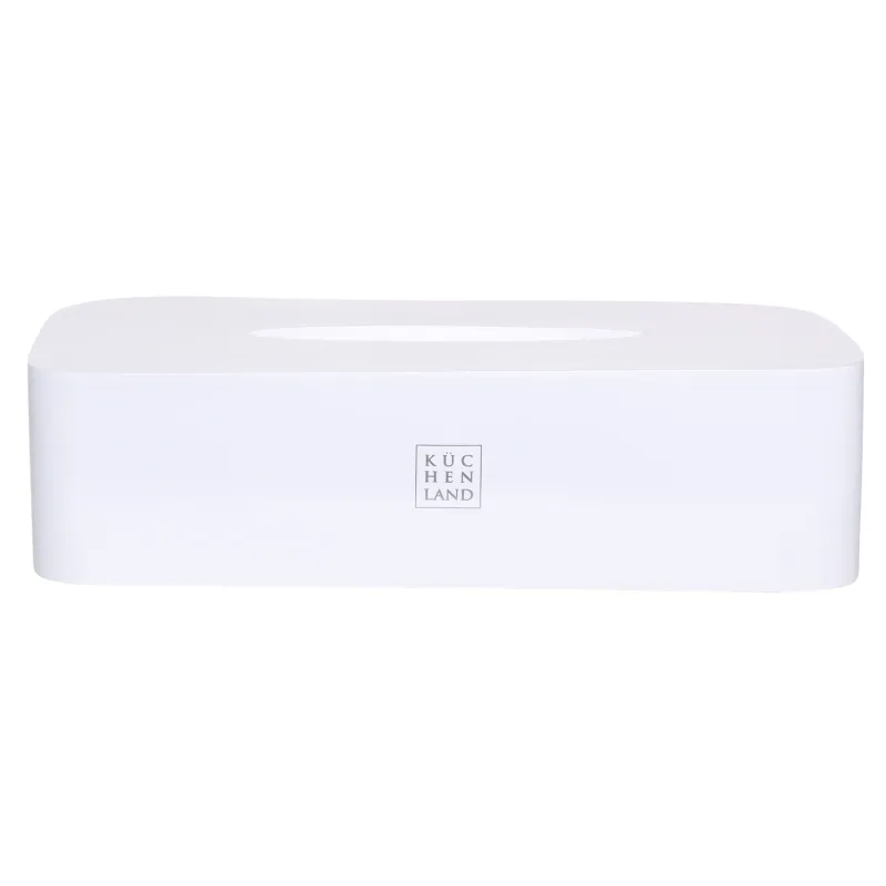 Paper napkin box cover, 26x13 cm, polyresin, white, Vesta, image-0