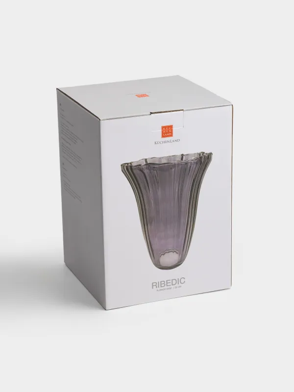 Flower vase, 25 cm, glass, purple, Ribedic, image-5
