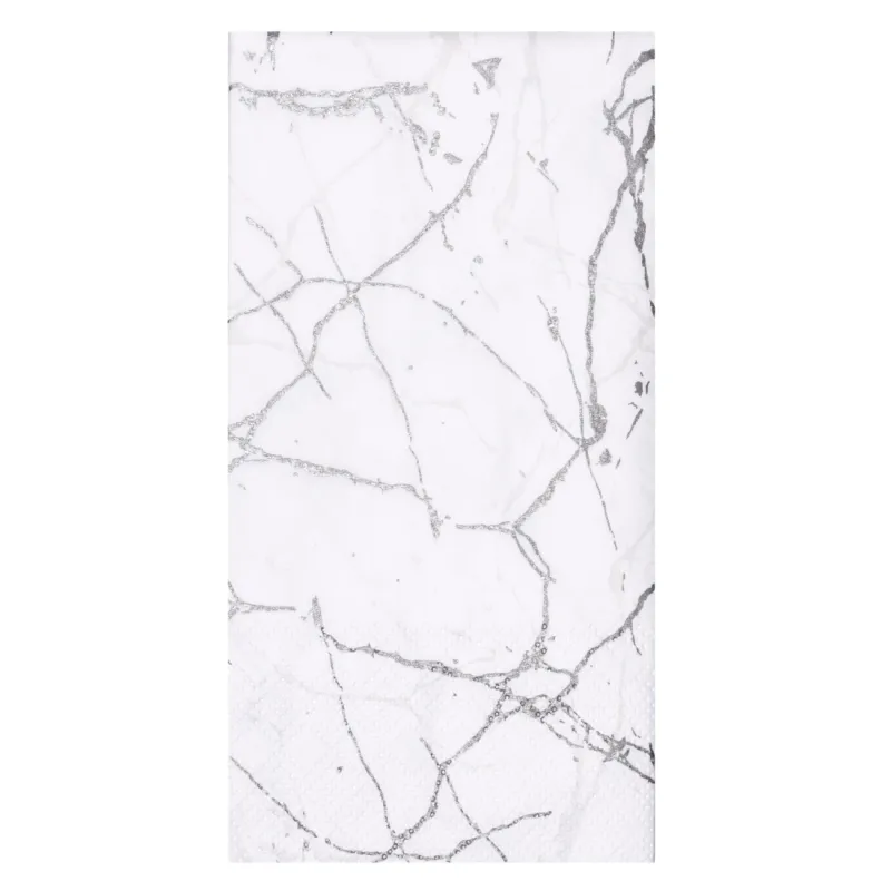 Paper napkins, 33x33 cm, 20 pcs, rectangular, white, Silver marble, Maniera