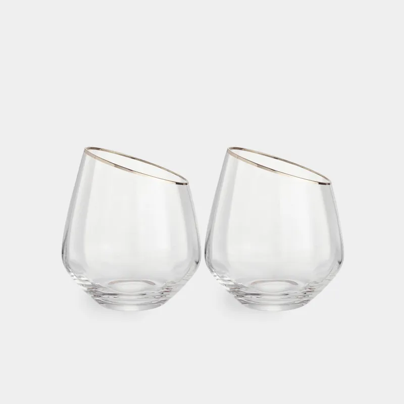 Glass, 11 cm, 350 ml, 2 pcs, glass, with golden edging, Charm R gold