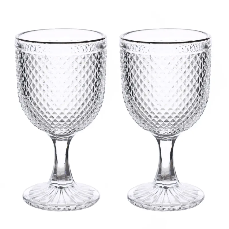 Drinking goblet glass, 300 ml, 2 pcs, glass R, with silver edging, Verona silver
