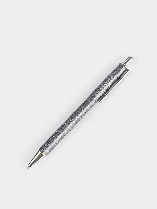 Ballpoint pen, 14 cm, Steel, Silver, sparkle, Draw sparkle, image-1