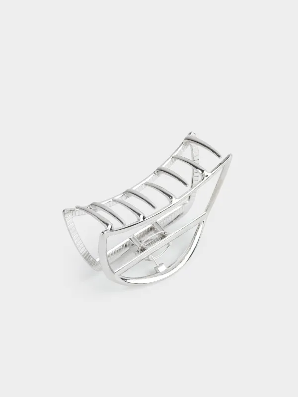 Hair clip, 7 cm, metal, silver, Crab, Fantastic, image-4