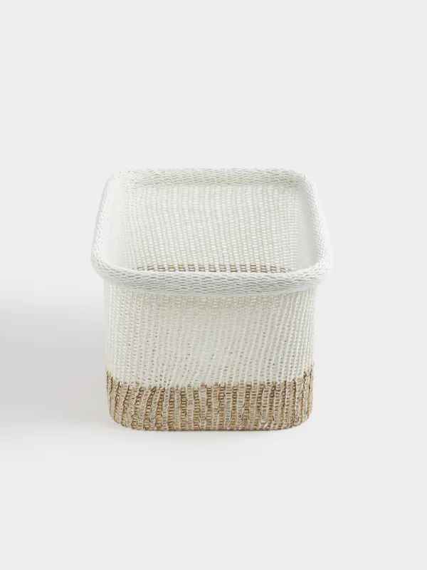 Storage basket, 33x22x17 cm, cotton/polyester, rectangular, milky beige, Crochet, image-2