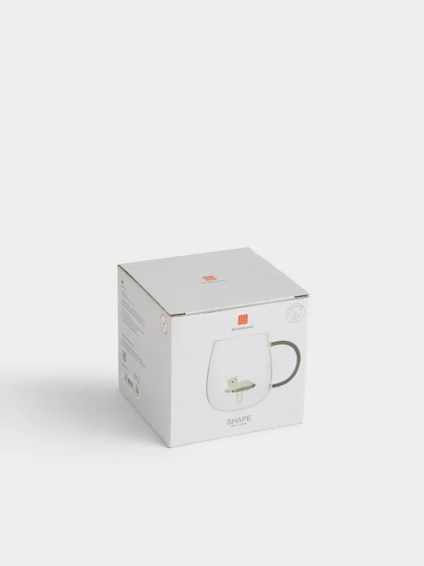 Mug, 400 ml, glass B, grey handle, Cat, Shape, image-4