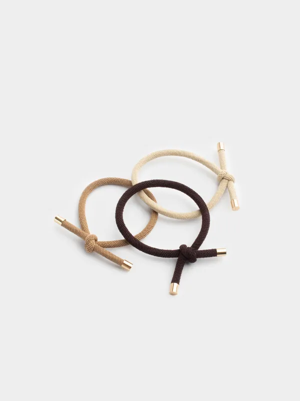 Elastic band for hair, 5 cm, 3 pcs, Polyester, Knot, Knot, image-1