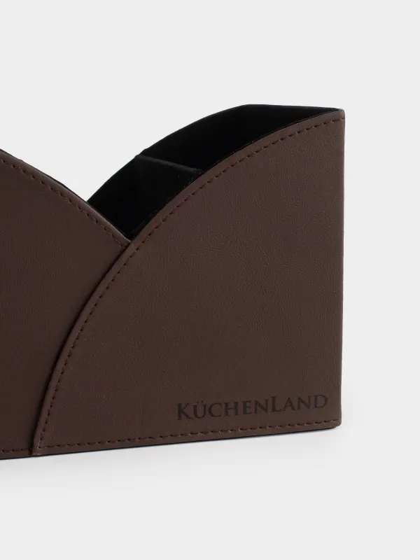 Basket organizer for storage, 18x14 cm, 3 compartments, polyurethane, brown, Premiere, image-4