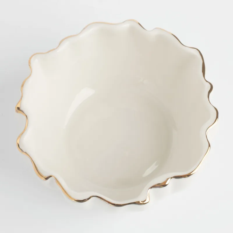 Bowl, 12x5 cm, porcelain P, with golden edging, Crumpled effect, Crumple gold, image-2