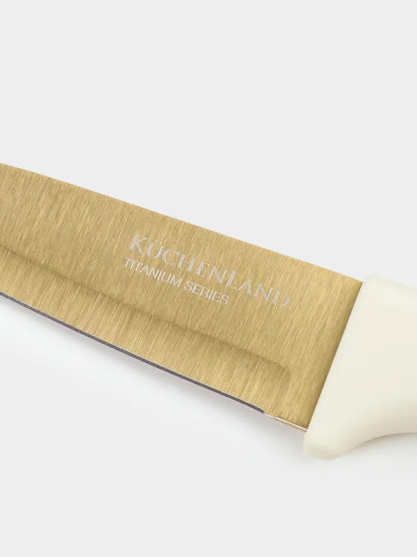 Paring knife, 9 cm, with case, steel / plastic, milky gold, Regular gold, image-1