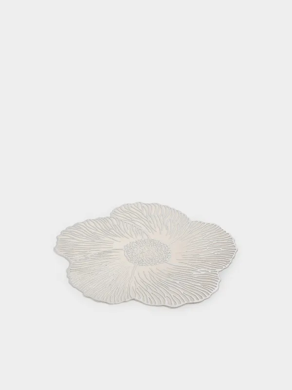 Placemat, 37 cm, PVC, shaped, silver-gray, Flower, Azhur form, image-1