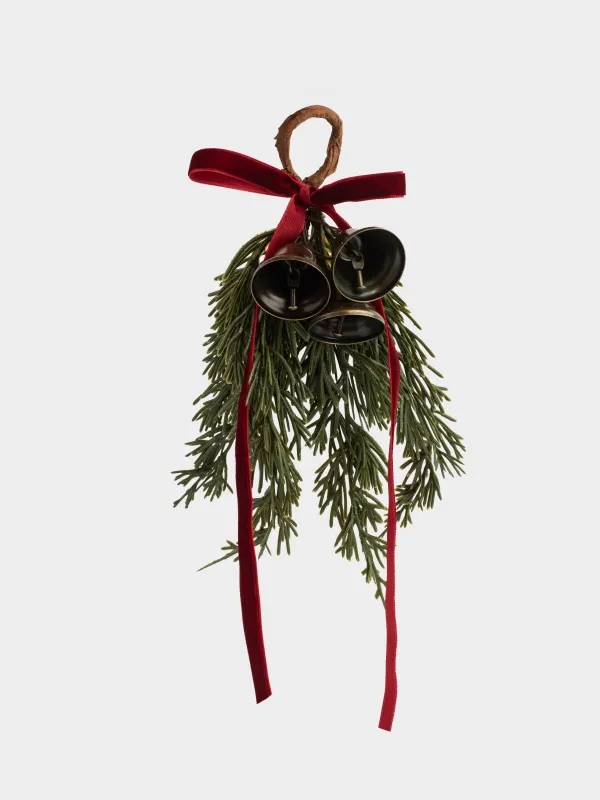 Napkin ring, 5 cm, plastic / metal, Spruce with bells, Conifer bell, image-1