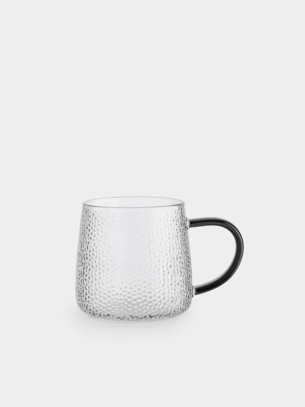 Mug, 340 ml, 2 pcs, glass B, with gray handle, Dawned, image-4