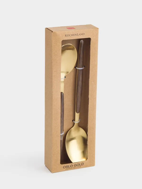 Table spoon, 2 pcs, steel / plastic, golden, matt, Oslo gold, image-2